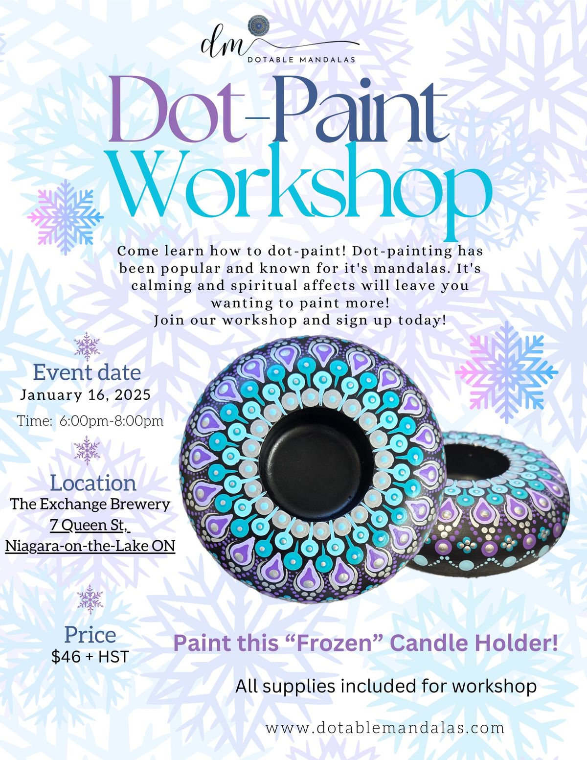 Niagara-On-The-Lake- 4" Frozen Theme Candle Holder Dot-Paint Night