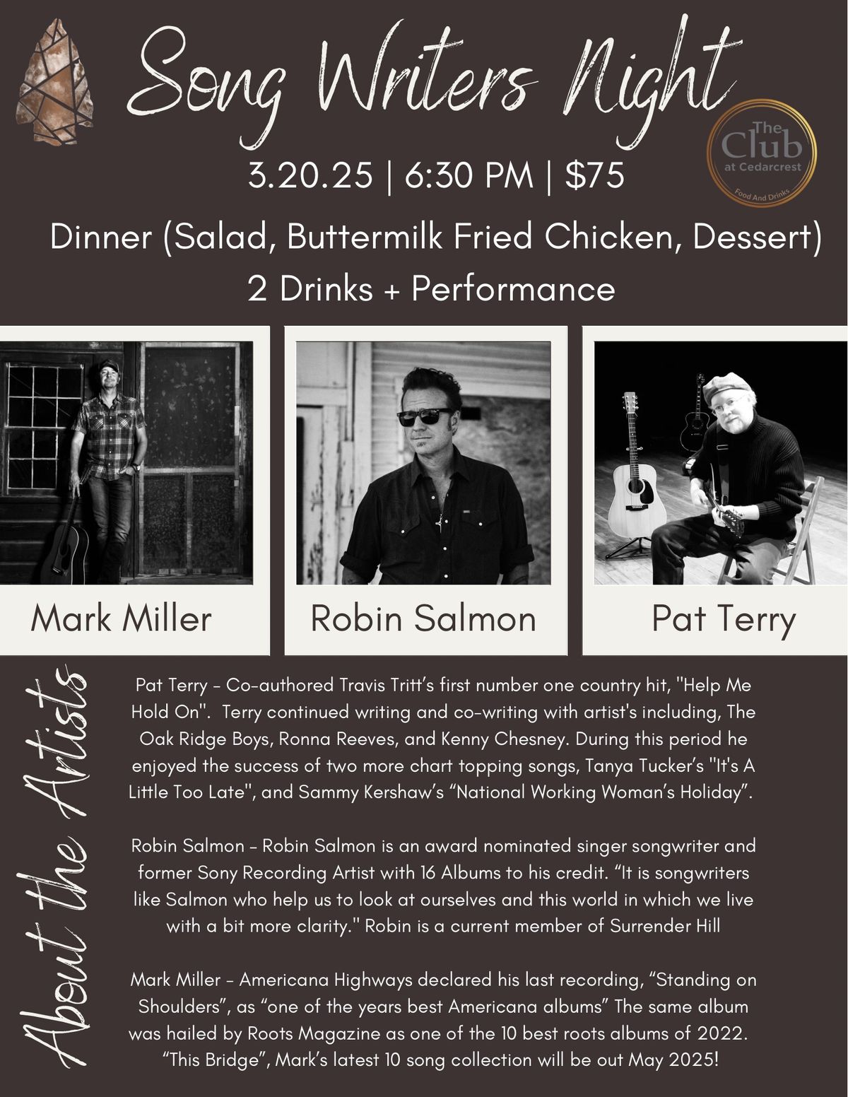 Song Writers Night & Dinner 