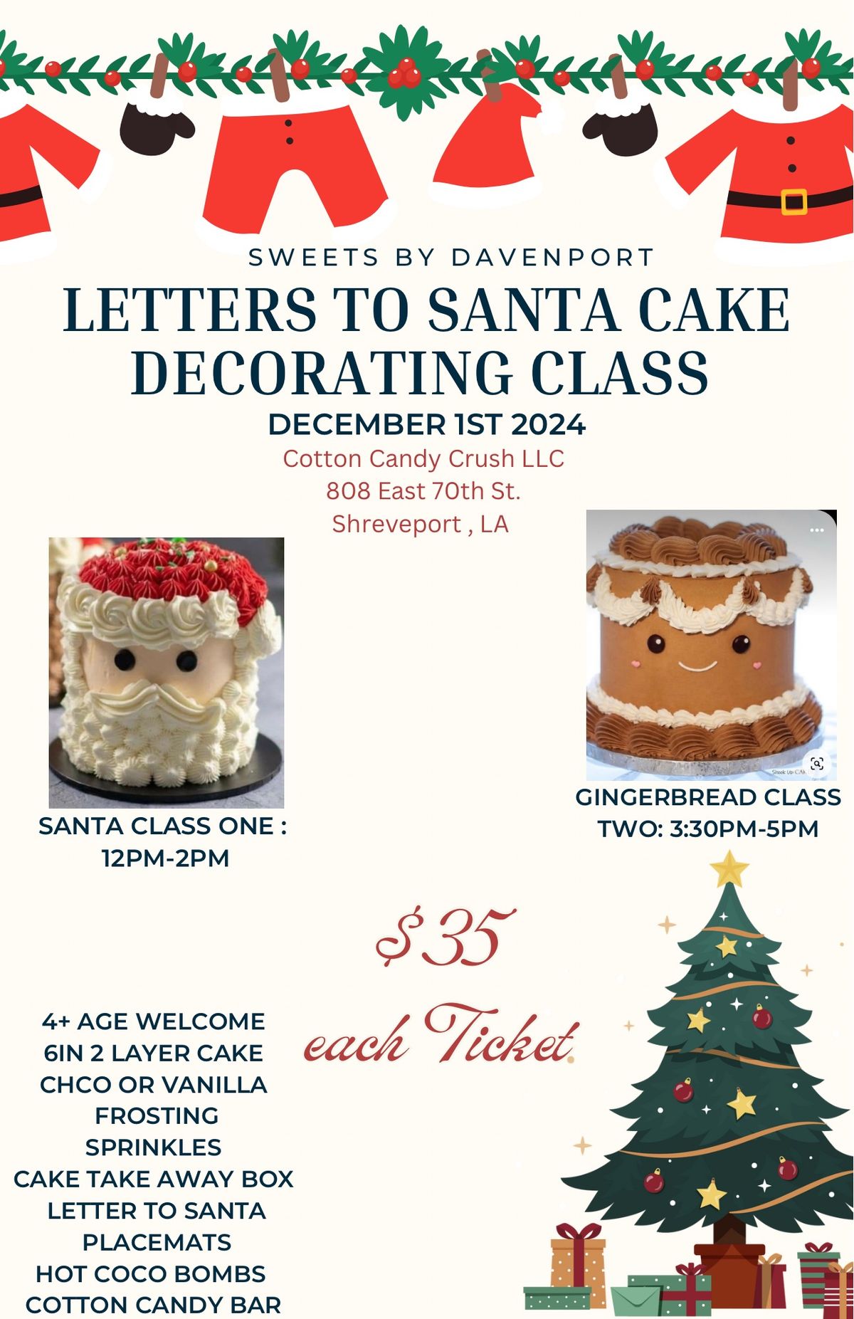 Letters to Santa \ud83c\udf85Cake Decorating Class (Select 12-2pm or 3:30-5pm)