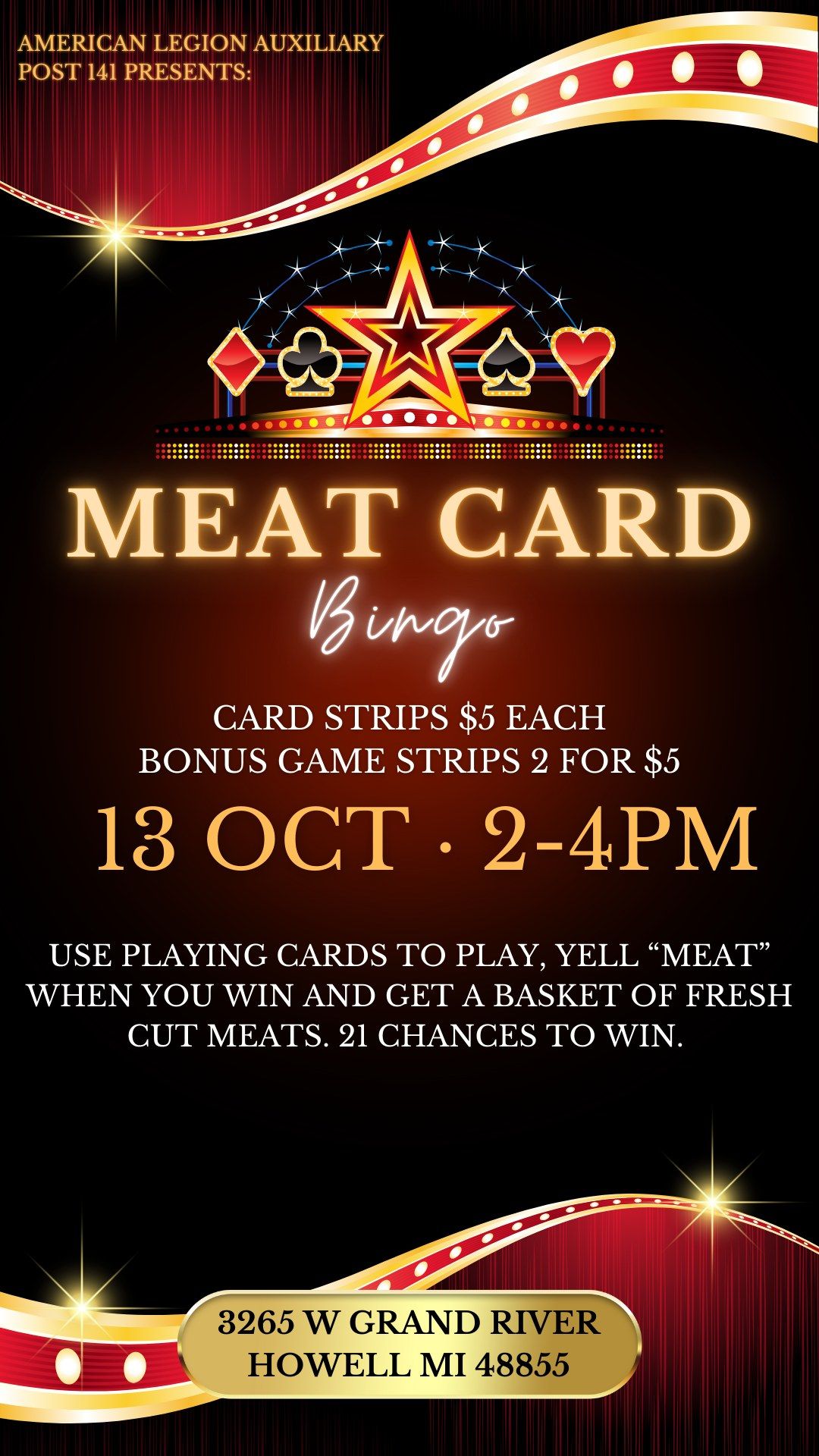 October Meat Card Bingo