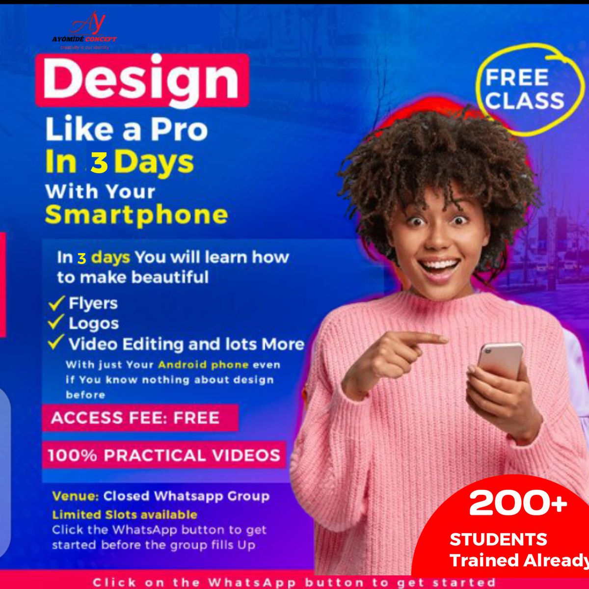 AYOMIDE CONCEPT  Design Like a Pro In 3 Days With Your Smartphone FREE CLASS