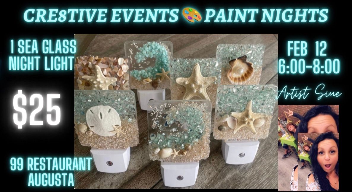 Paint Night- Sea Glass Night Light - 99 Restaurant- AUGUSTA 