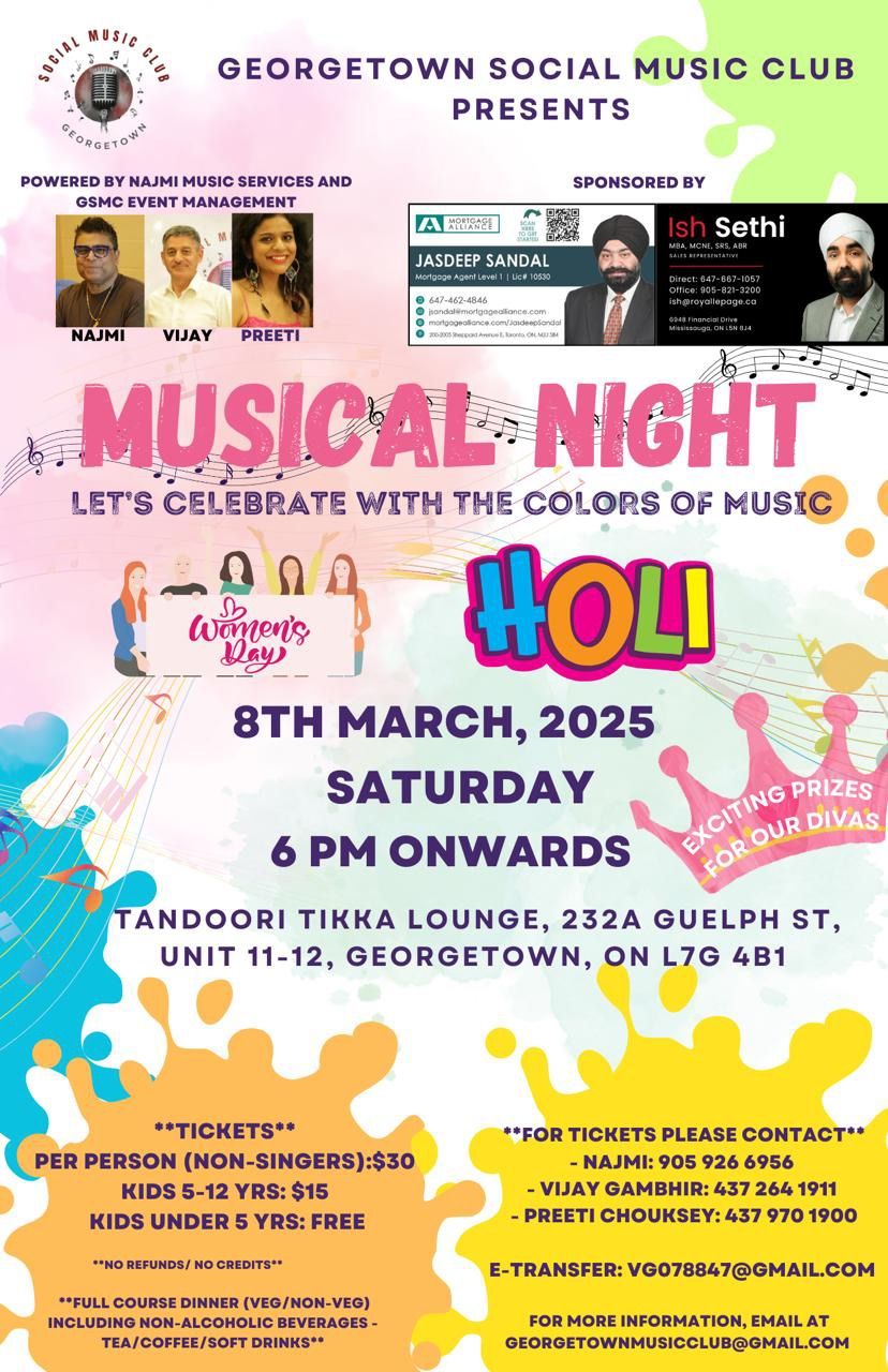 Musical Night - Celebrating Holi and Women\u2019s Day with Colors of Music