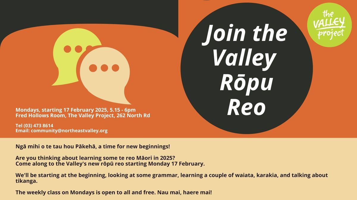 Valley R\u014dpu Reo - Weekly Te Reo M\u0101ori Class for Beginners