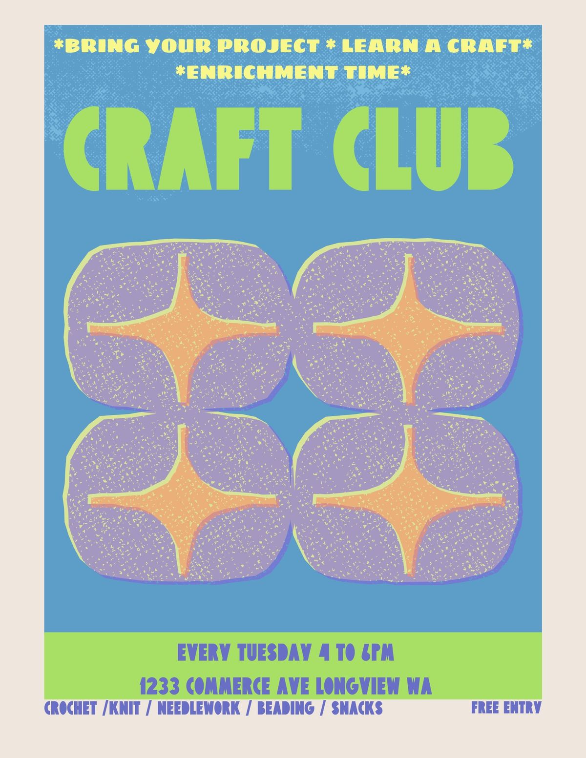 CRAFT CLUB! Tuesdays 4PM-6PM