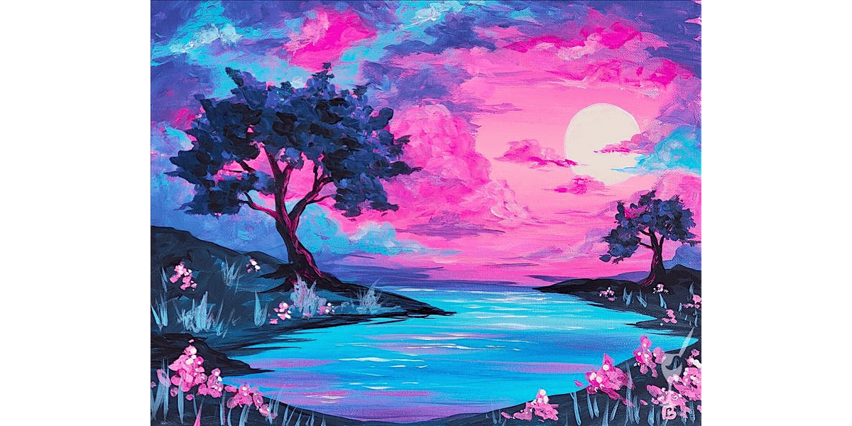 Neon Bright Lake Reflections - Paint and Sip in Denver | Classpop!\u2122