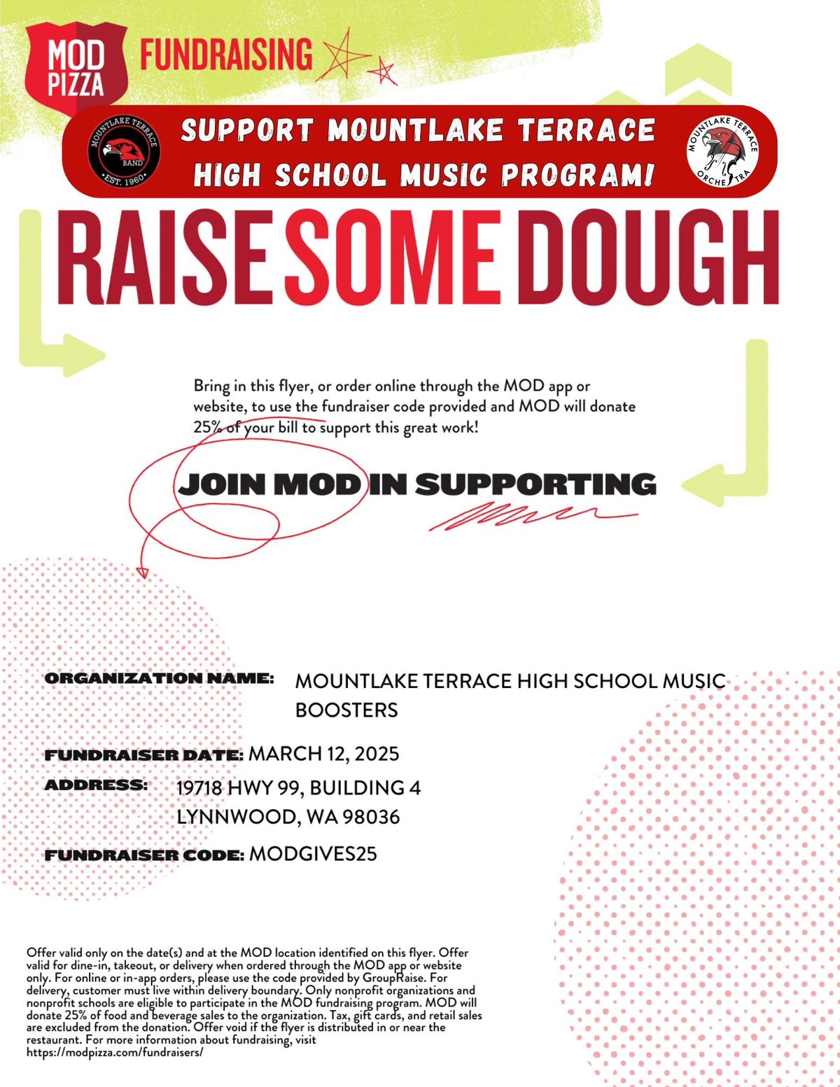 MOD Pizza - Support MTHS Music