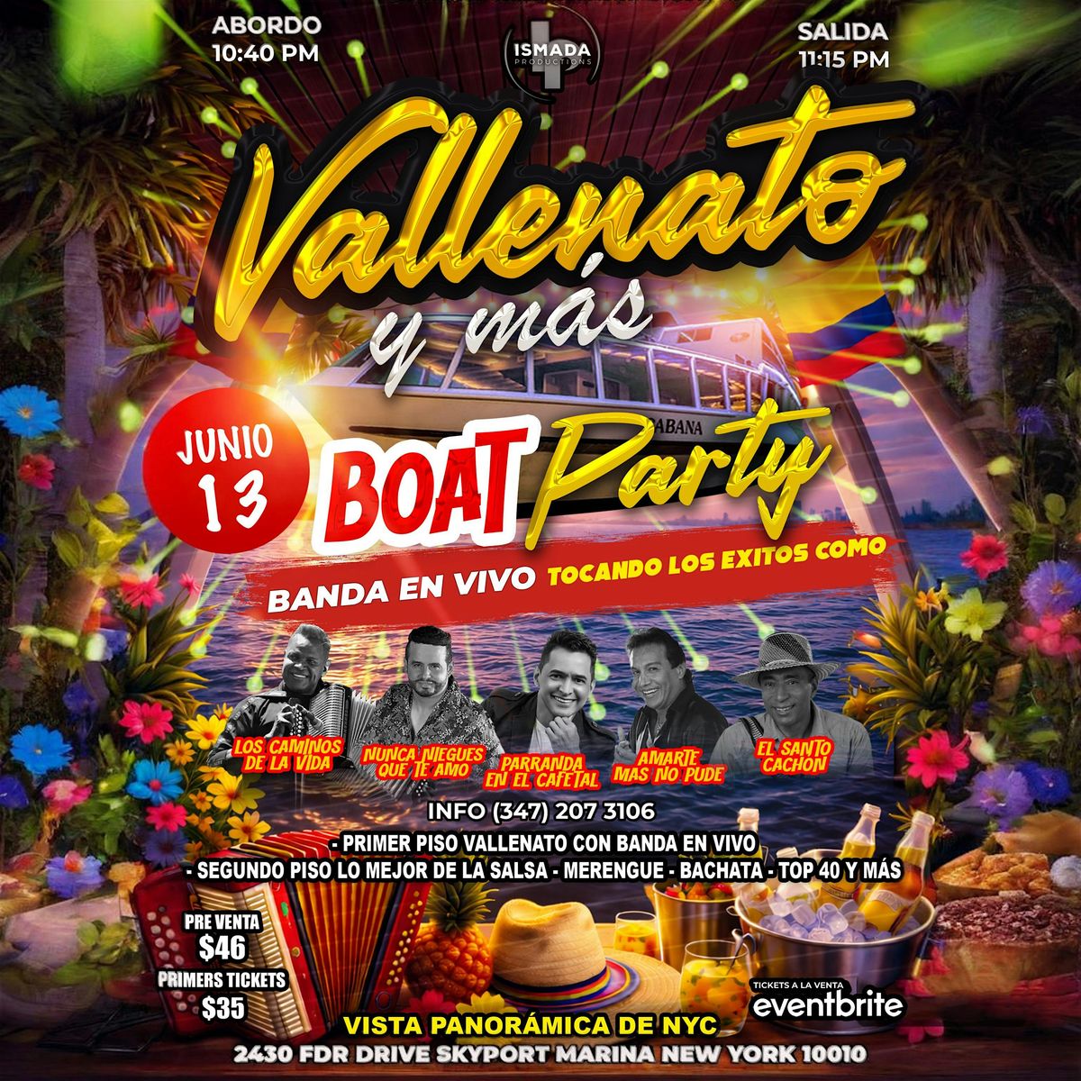 Vallenato Boat Party y mas en NYC Banda en Vivo + Fiesta Latina