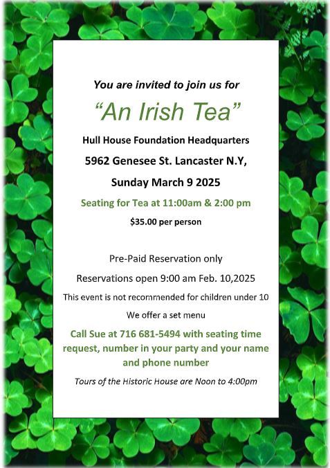 An Irish Tea - RESERVATIONS OPEN 2\/10