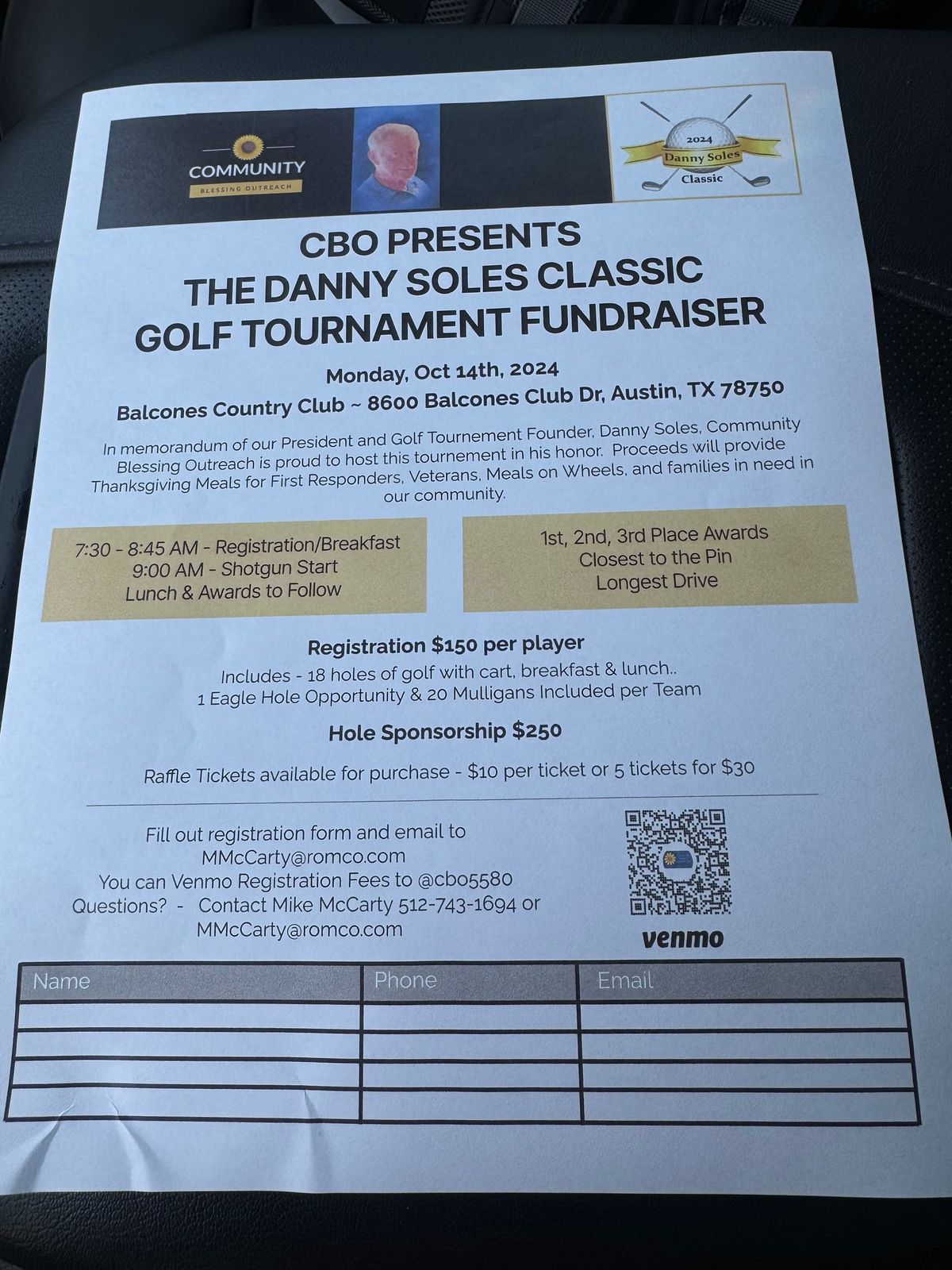 Oct 14th golf tournament in remembrance of Danny Soles