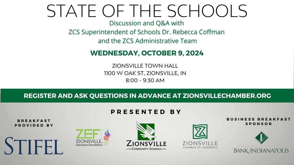 ZCS State of the Schools with ZEF and the Zionsville Chamber of Commerce