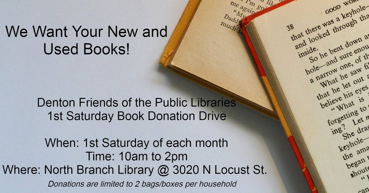 1st Saturday Book Donation Drive - Dec 7, 2024