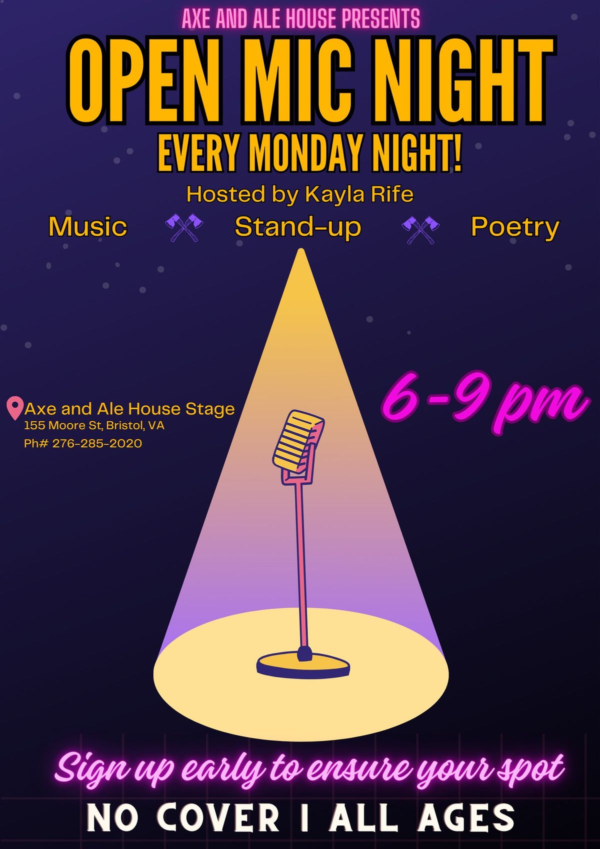 Open Mic Monday 6pm-9pm