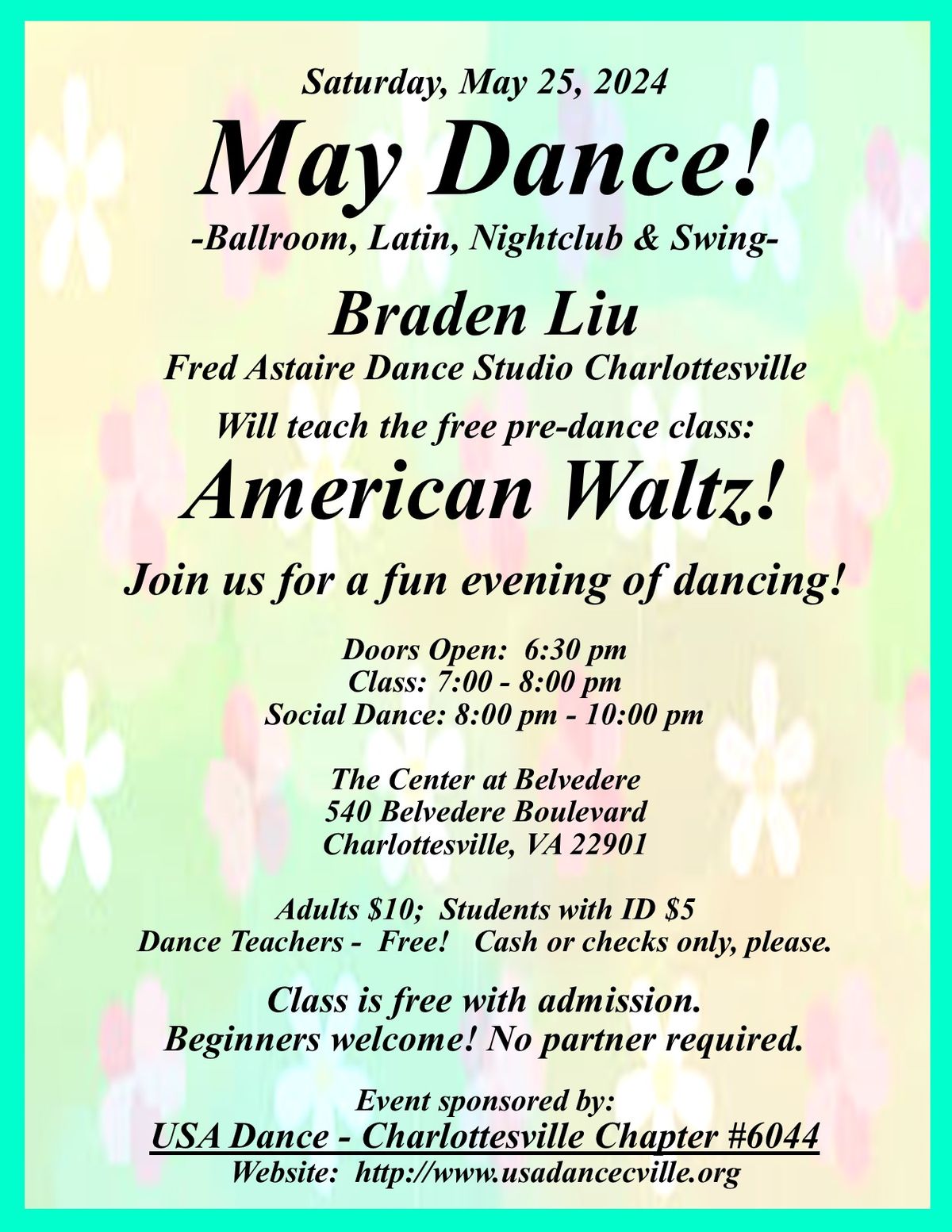 May 2024 Dance and American Waltz Class - USA Dance Charlottesville