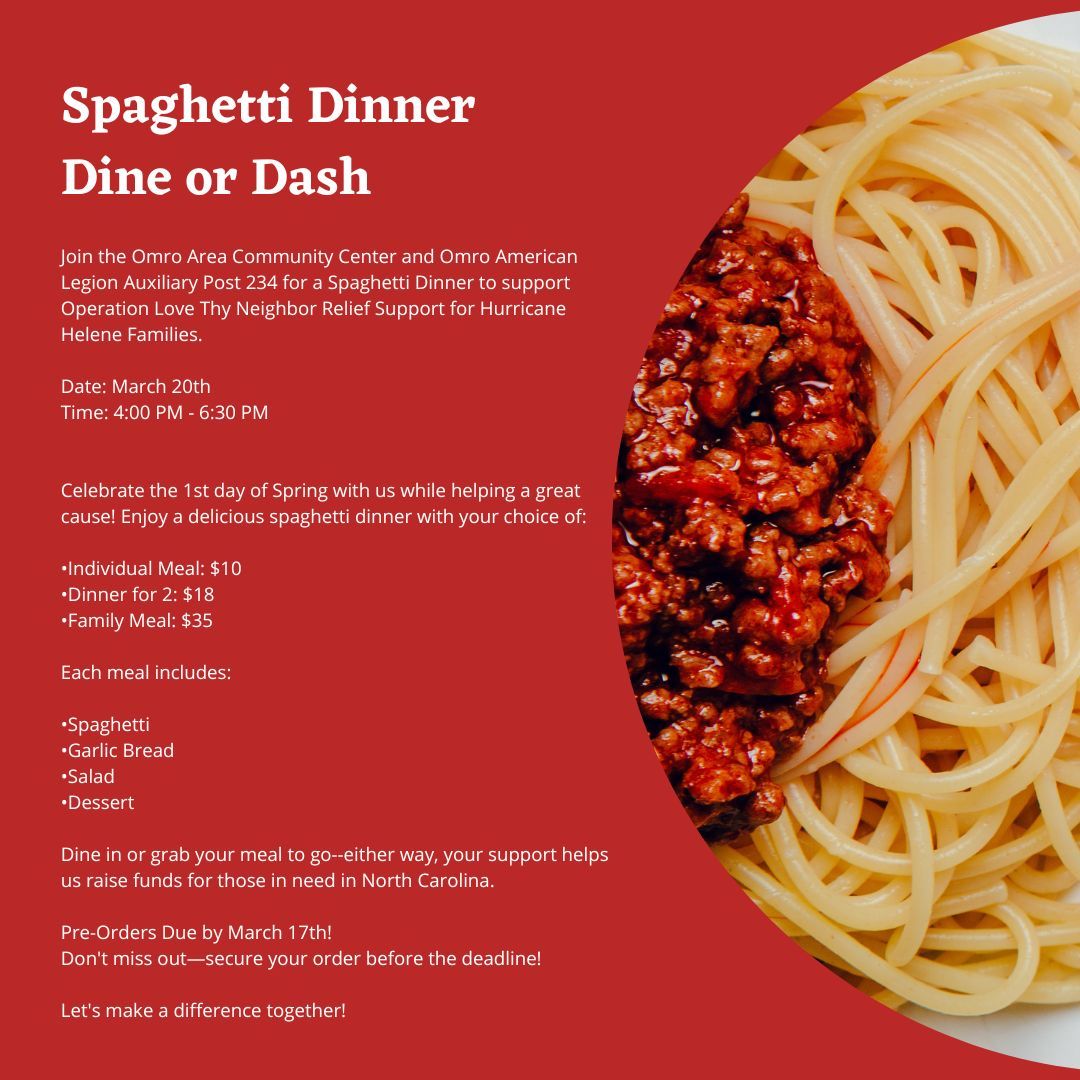 Spaghetti Dinner Dine or Dash 