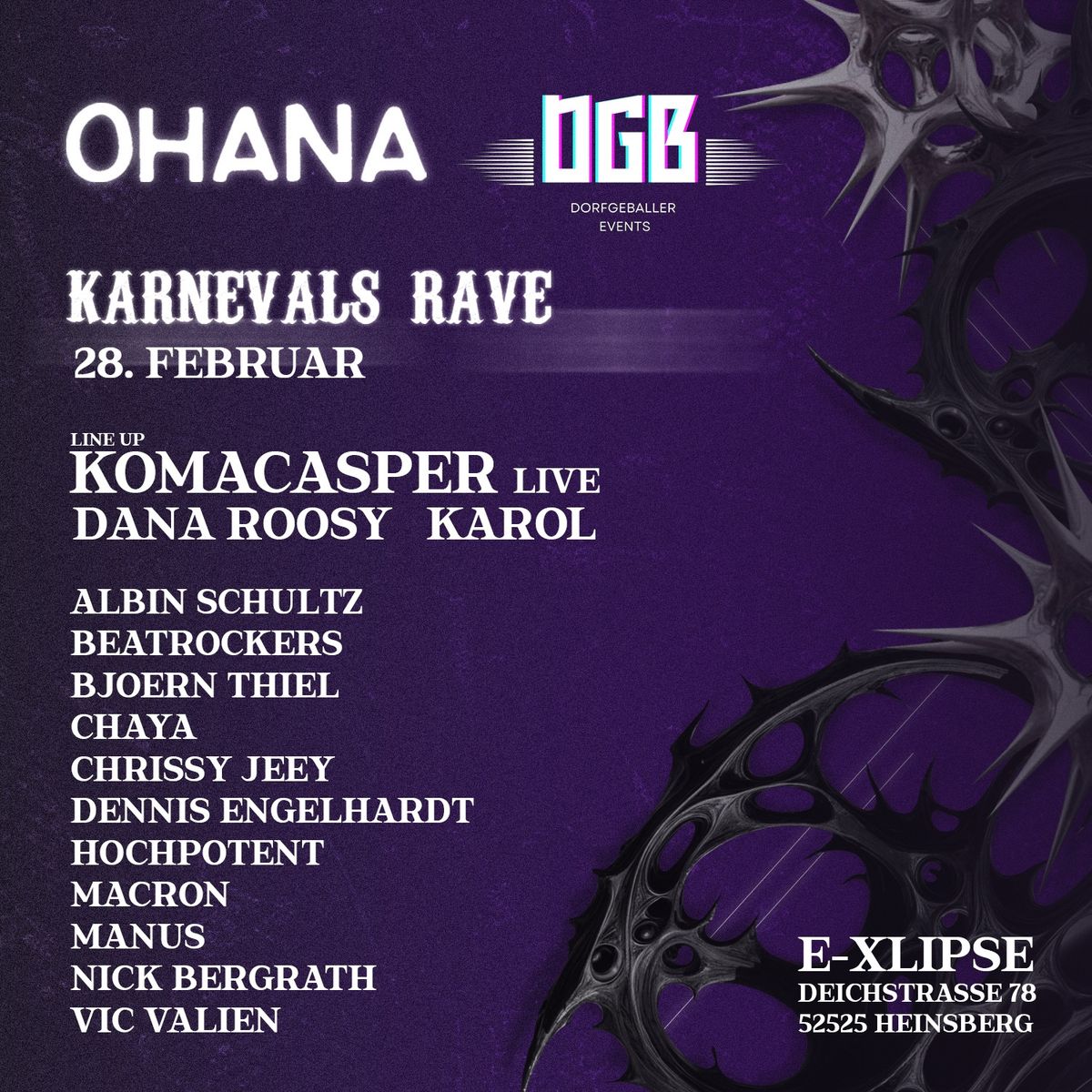 Karnevals Rave w\/ KOMACASPER Live | E-Xlipse | 28.02.25