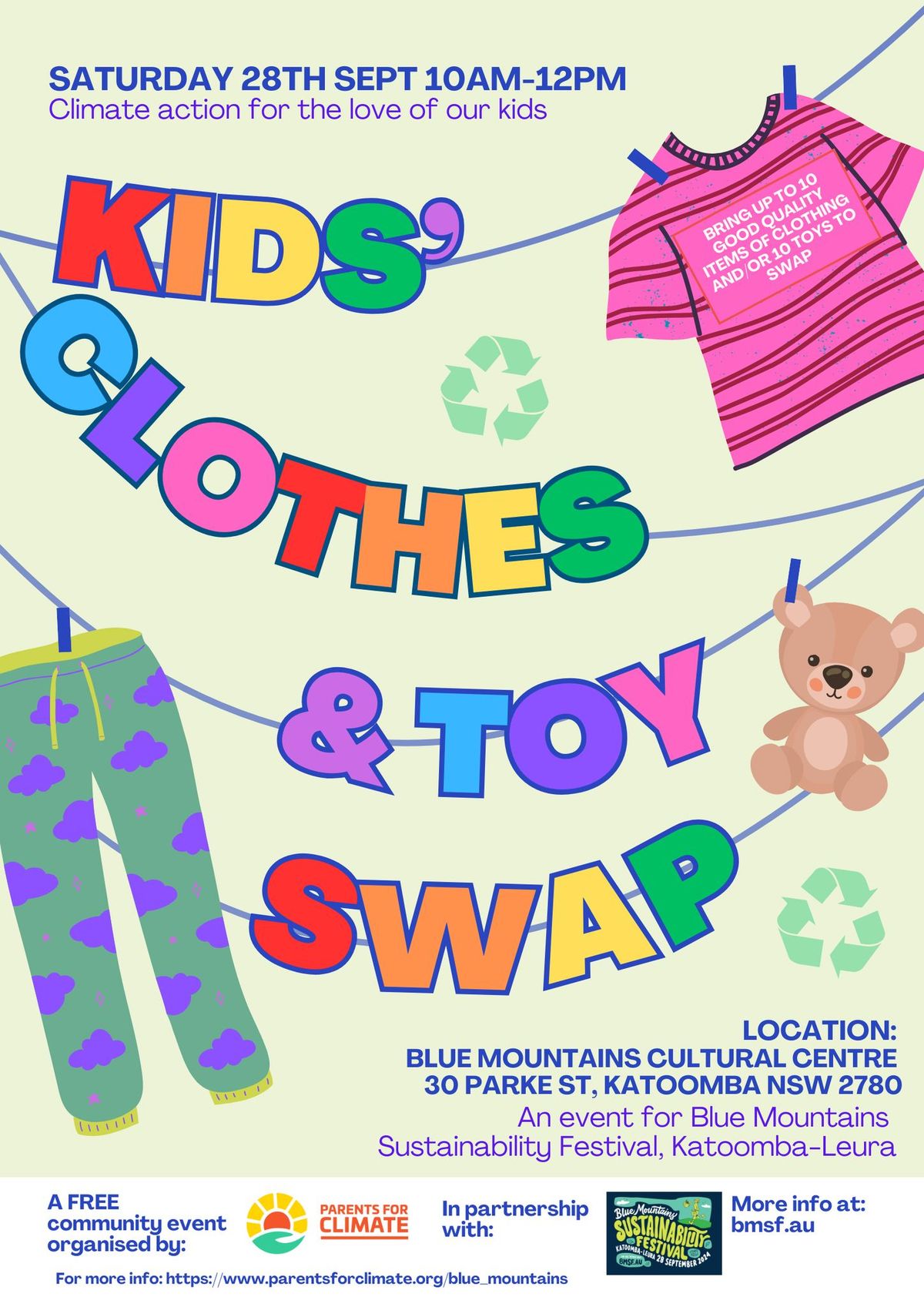 Kids' Clothes and Toy Swap at Blue Mountains Sustainability Festival