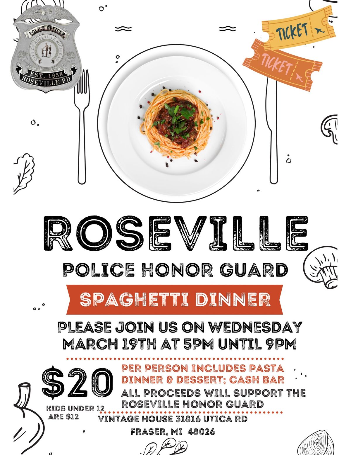 Annual Roseville Honor Guard Spaghetti Dinner