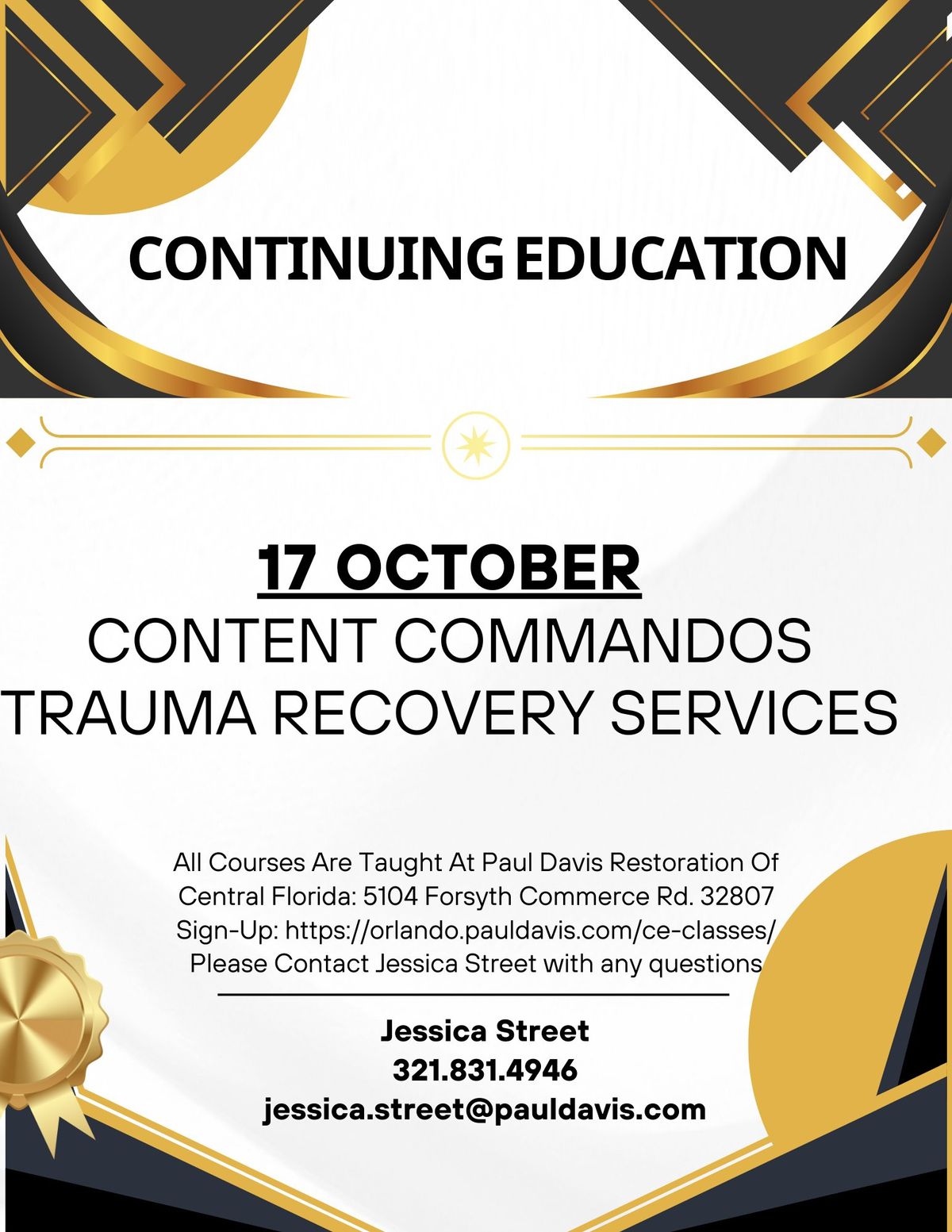 CE Classes: Content Commandos & Trauma Recovery Services 