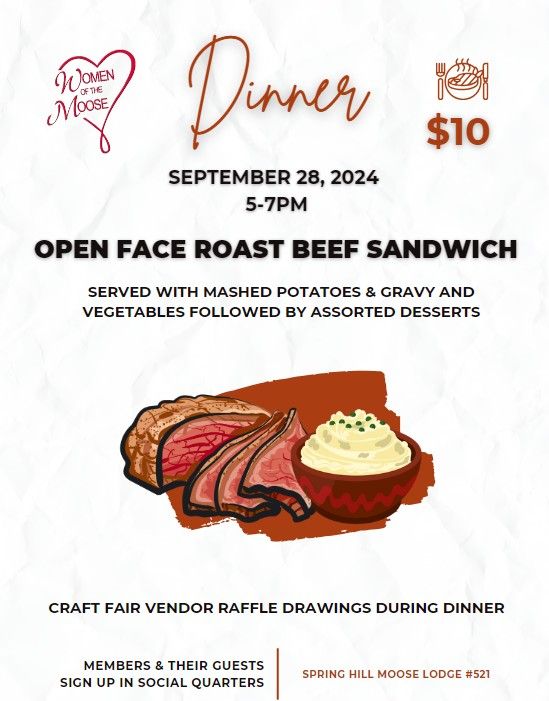 Open Face Roast Beef Sandwich Dinner