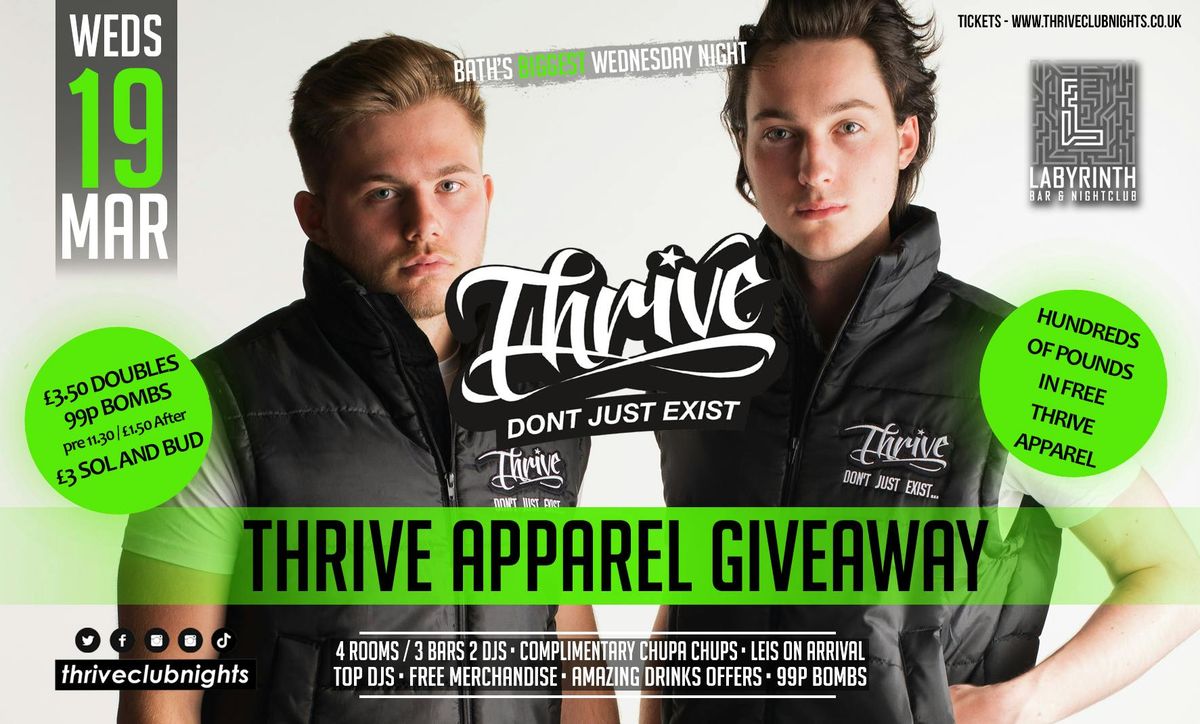 Thrive Wednesdays at Labs - THRIVE APPAREL GIVEAWAY! \ud83e\udd29