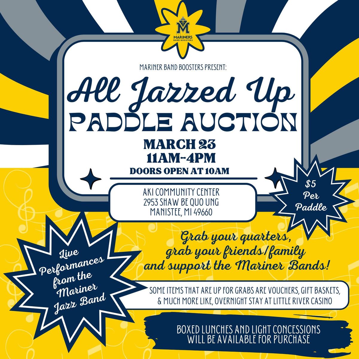 Mariner Bands All Jazzed Up Paddle Auction