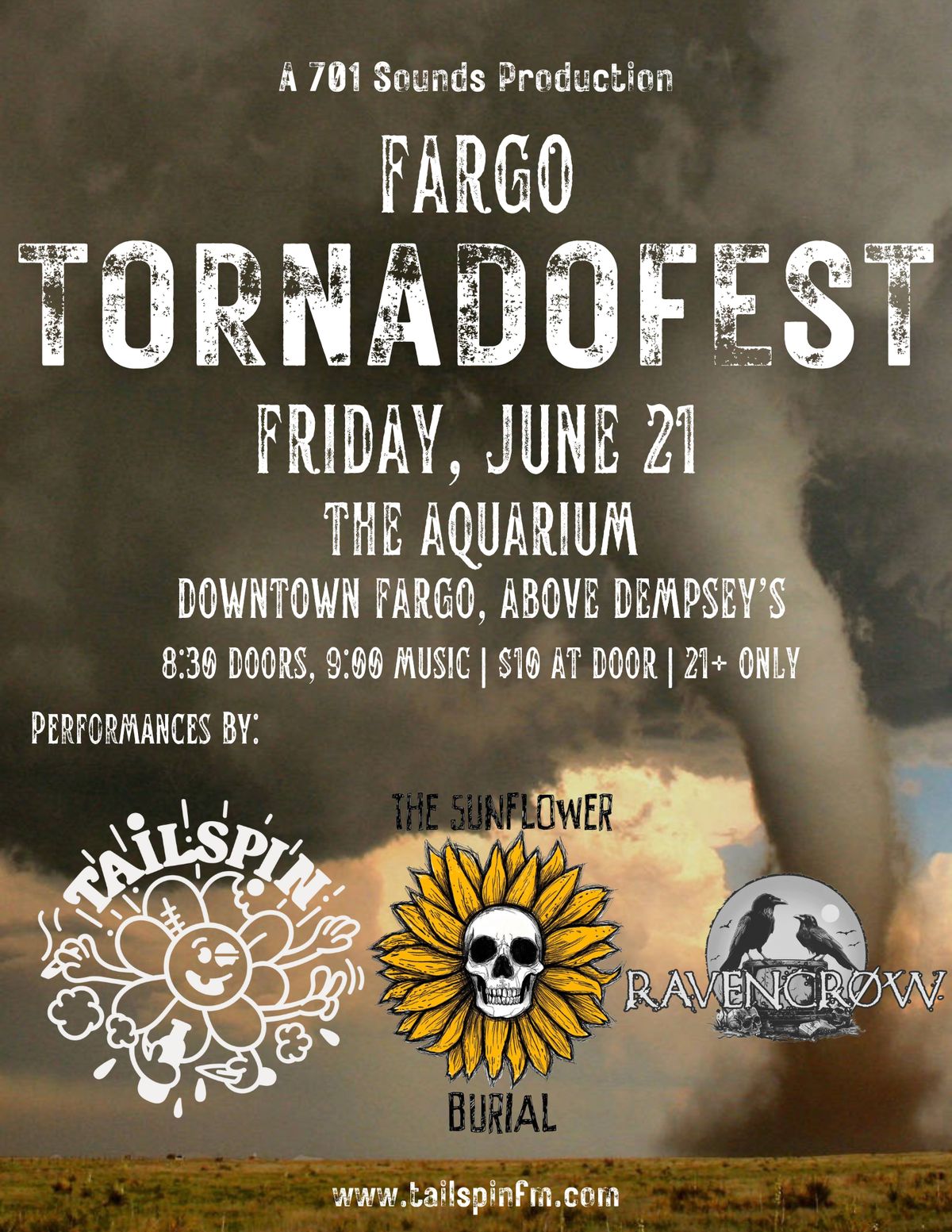 Fargo TornadoFest: Tailspin, The Sunflower Burial, & Ravencrow