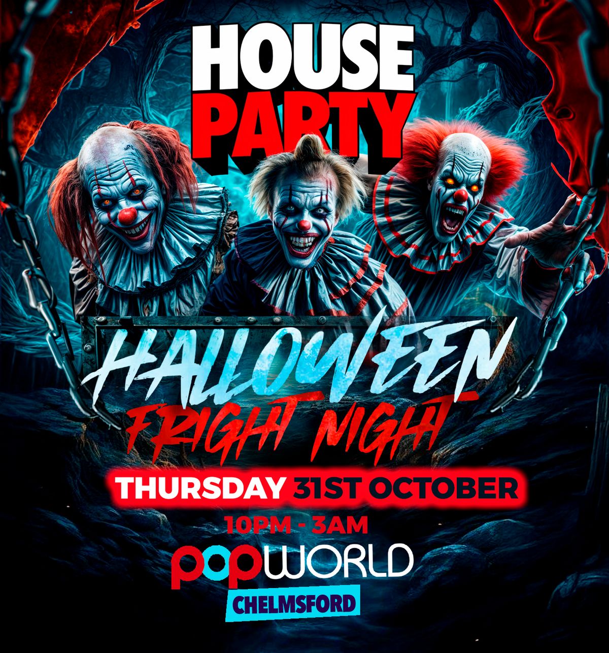 HOUSE PARTY - FRIGHT NIGHT - THU 31ST OCT - POPWORLD CHELMSFORD