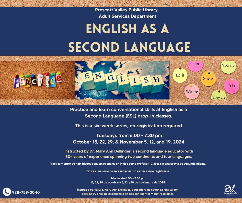 Prescott Valley Public Library, English as a Second Language Six-Week Series - In person program