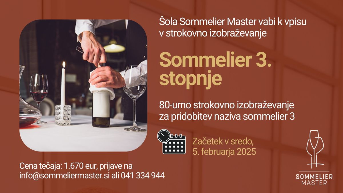 Strokovno izobra\u017eevanje sommelier 3. stopnje 