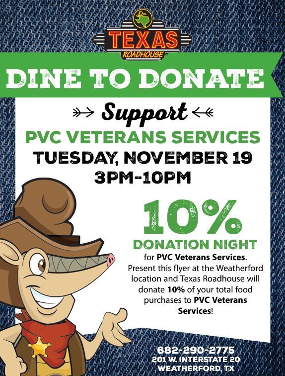 Texas Roadhouse - Dine to Donate: Pecan Valley Veteran Services