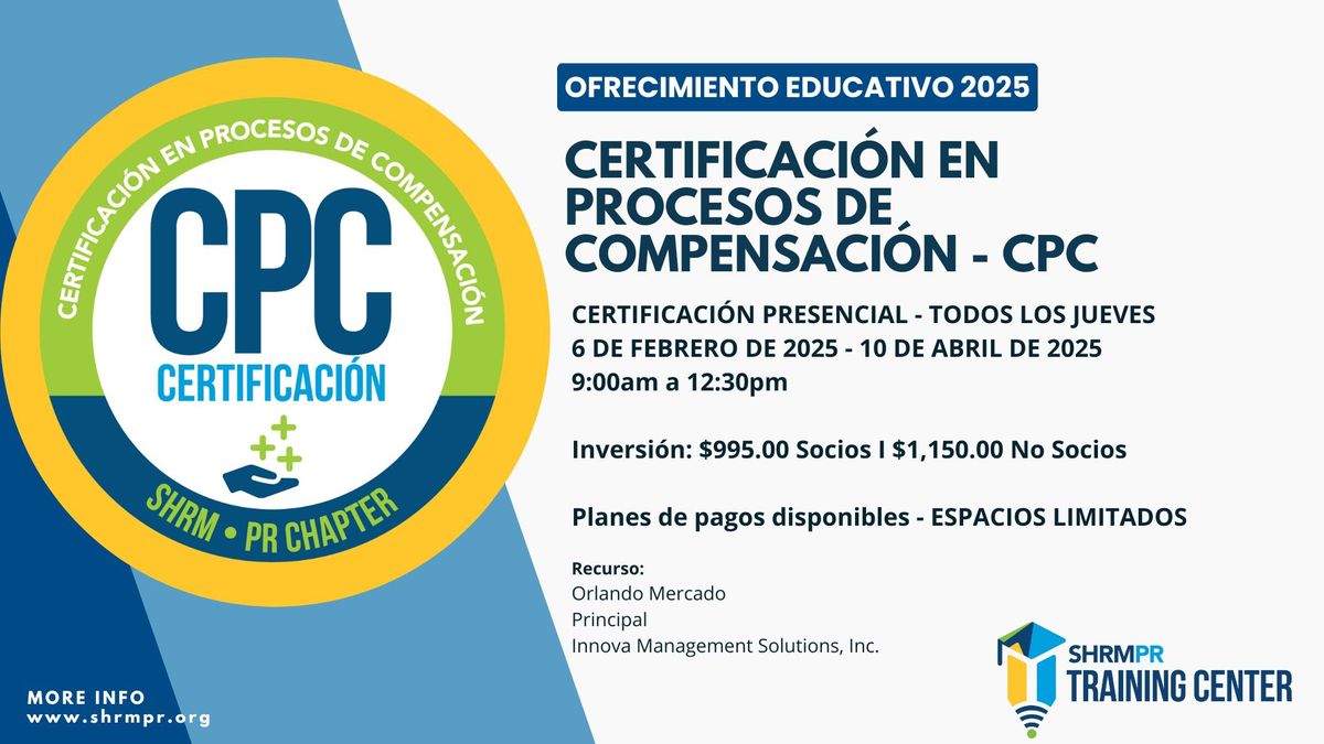 Certificaci\u00f3n en Procesos de Compensaci\u00f3n - CPC