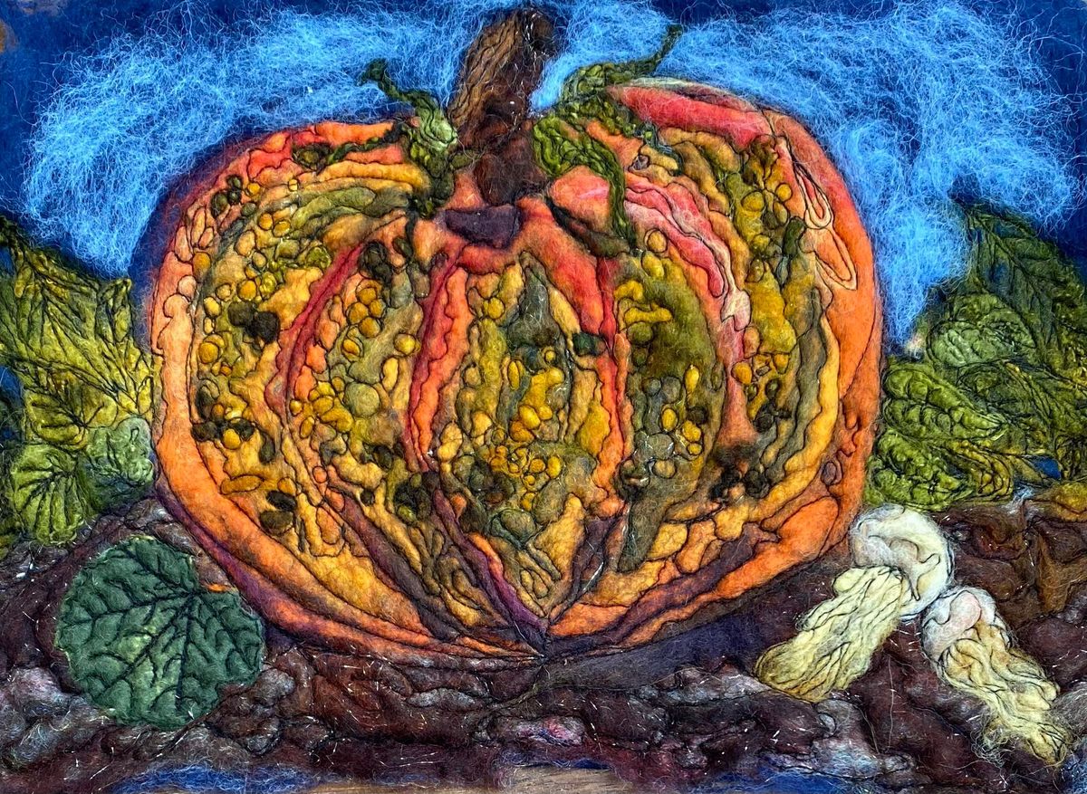 Still Life Wet Felted Pumpkin Picture