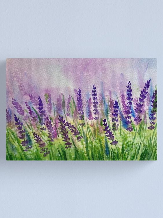 Watercolor Lavender Field