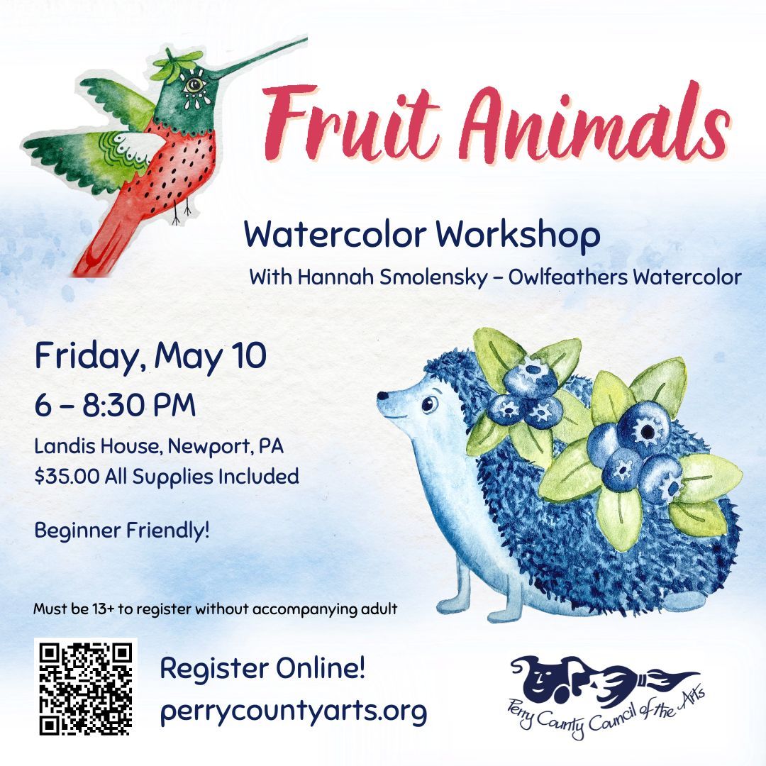 Fruit Animals, Watercolor Workshop with Hannah Smolensky - Owlfeathers Watercolor