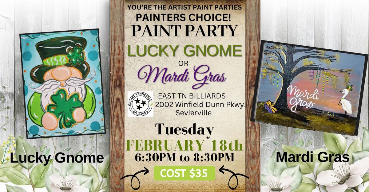 Lucky Lucky Gnome or Mardi Gras Paint Party