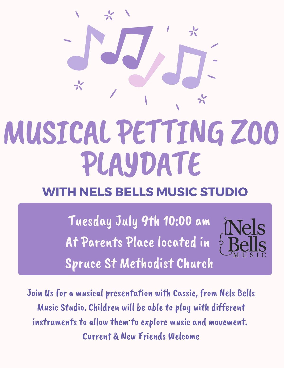 Musical Petting Zoo Play date with Nels Bells Music 