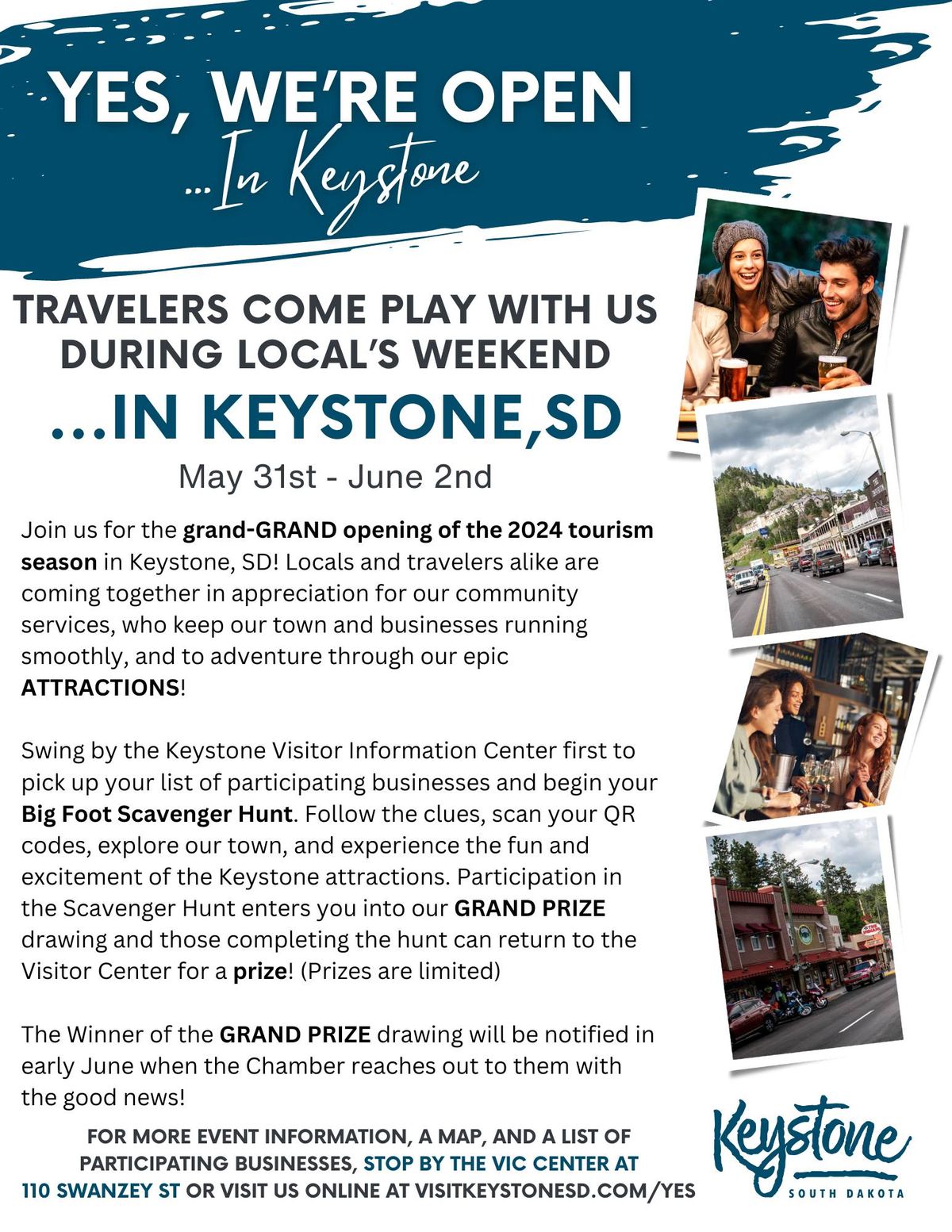 Yes, We're Open...Travelers Come Play with Us During Local's Weekend...In Keystone, SD