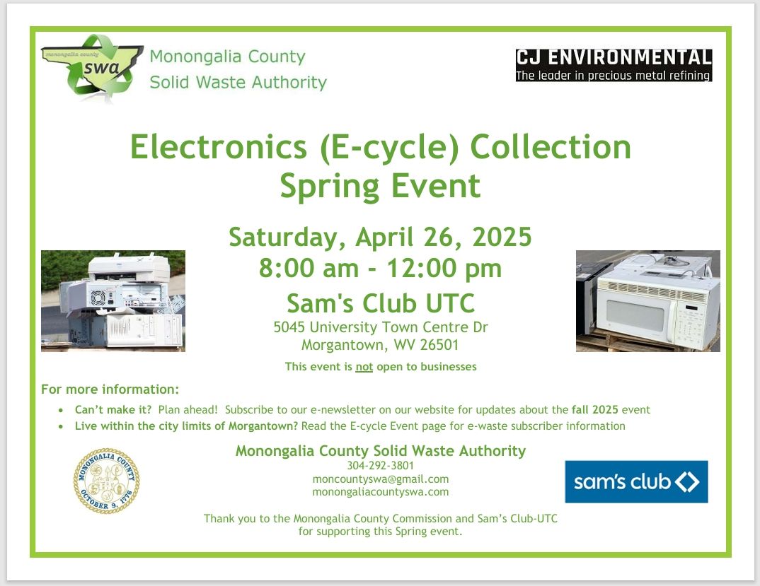 Monongalia County SWA E-cycle Collection Spring Event