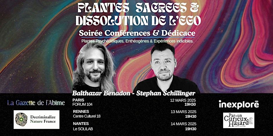 Conf\u00e9rence-D\u00e9dicace "Plantes Sacr\u00e9es & Dissolution de l'Ego" - Nantes - Solilab