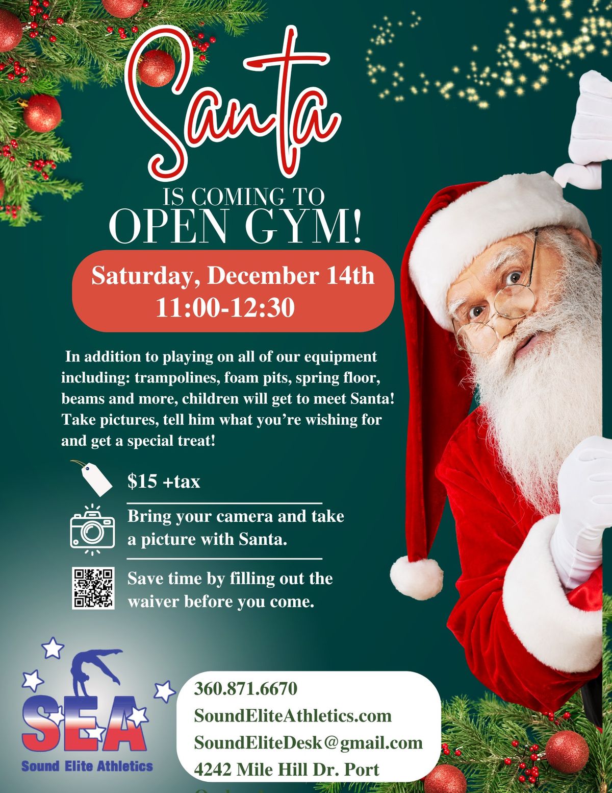 Santa is coming to Open Gym!