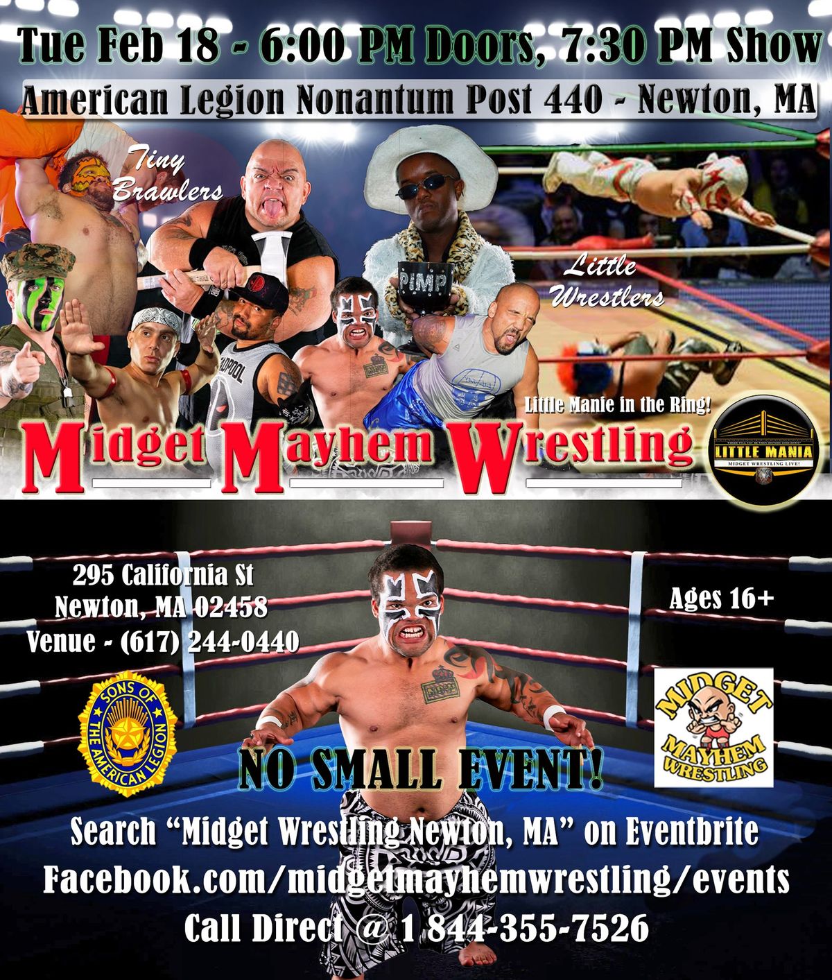 Midget Mayhem Micro-Wrestling Event - Newton MA 16+