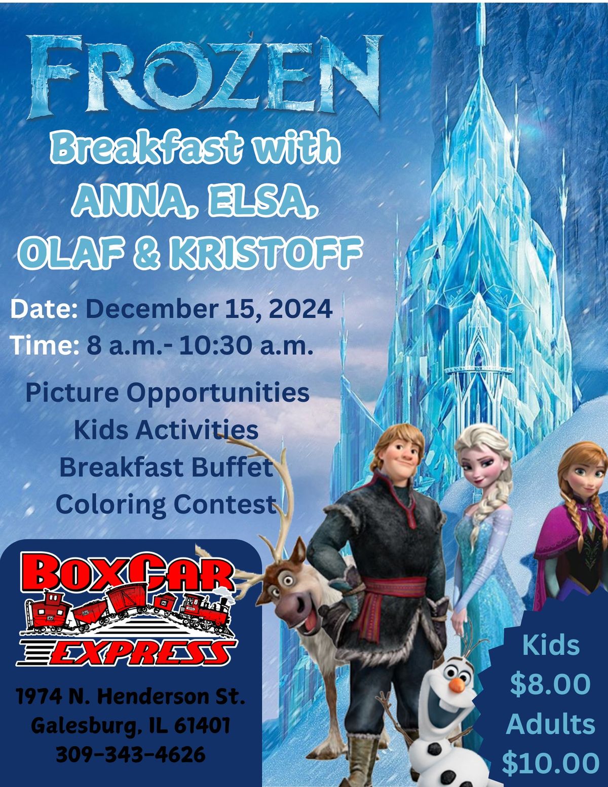 \u2744\ufe0f\u2603\ufe0fBoxcar Frozen Breakfast with Anna, Elsa, Olaf and Kristoff\u2603\ufe0f\u2744\ufe0f