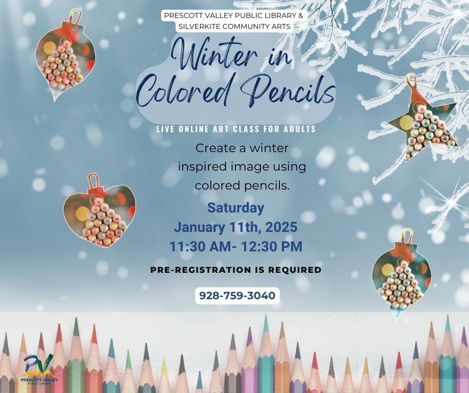 SilverKite Community Art Classes: Winter in Colored Pencils\u2013 Pre-registration required, Virtual Live