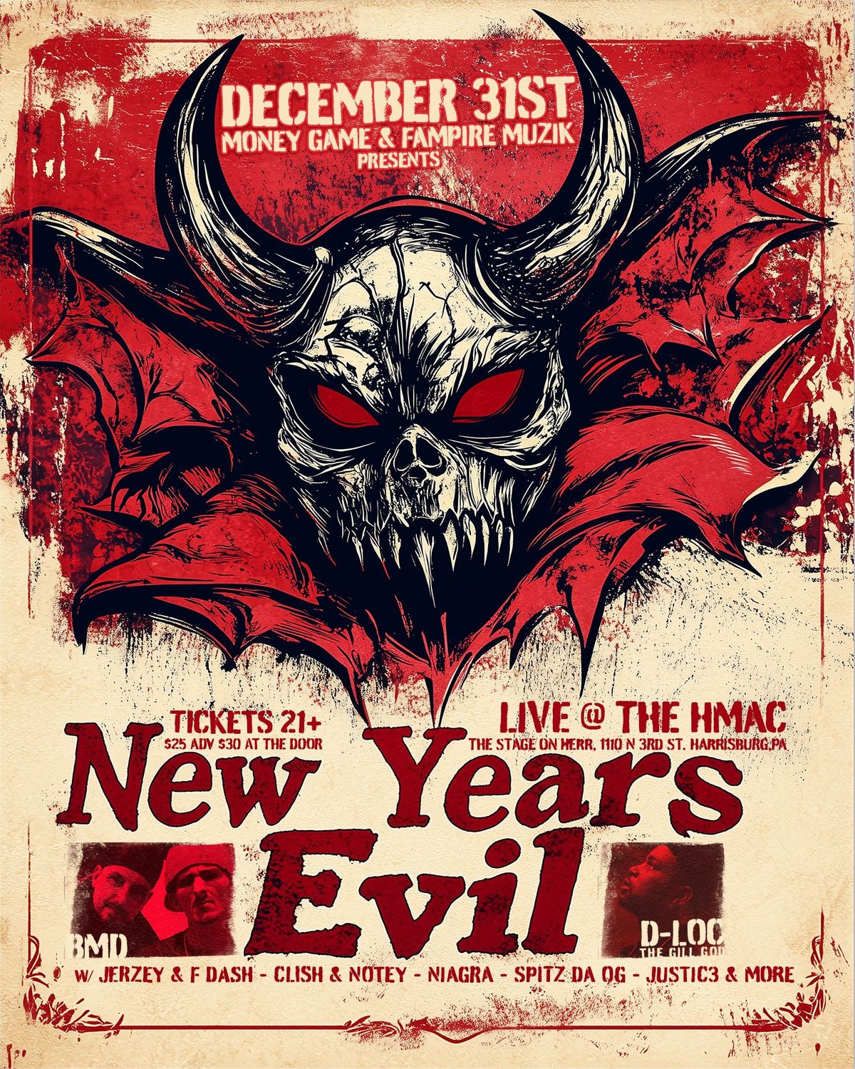 New Year's Evil! D-LOC THE GILL GOD and BEAST MODE DIVISION headline the HMAC Stage On Herr 