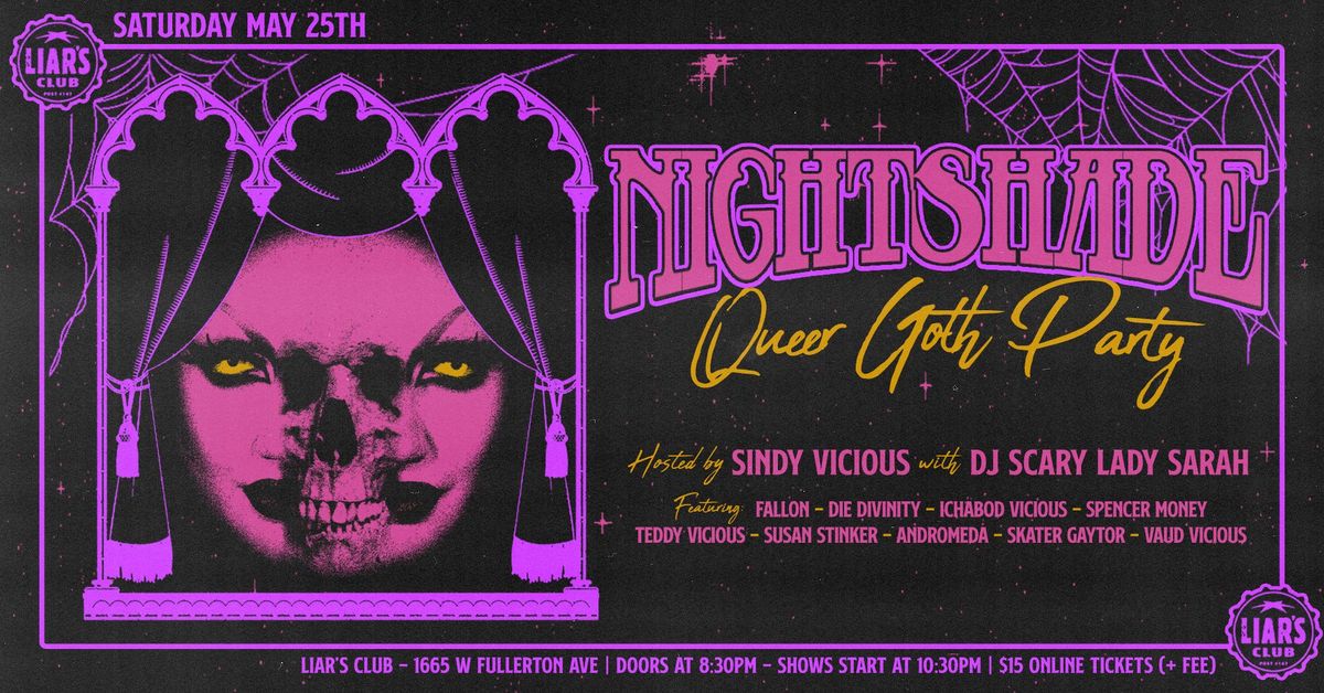 Nightshade - Queer Goth Party | Hosted by Sindy Vicious with DJ Scary Lady Sarah