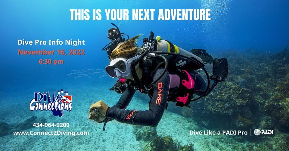 Dive Pro Information Night, Dive Connections, Charlottesville, 16 November 2022
