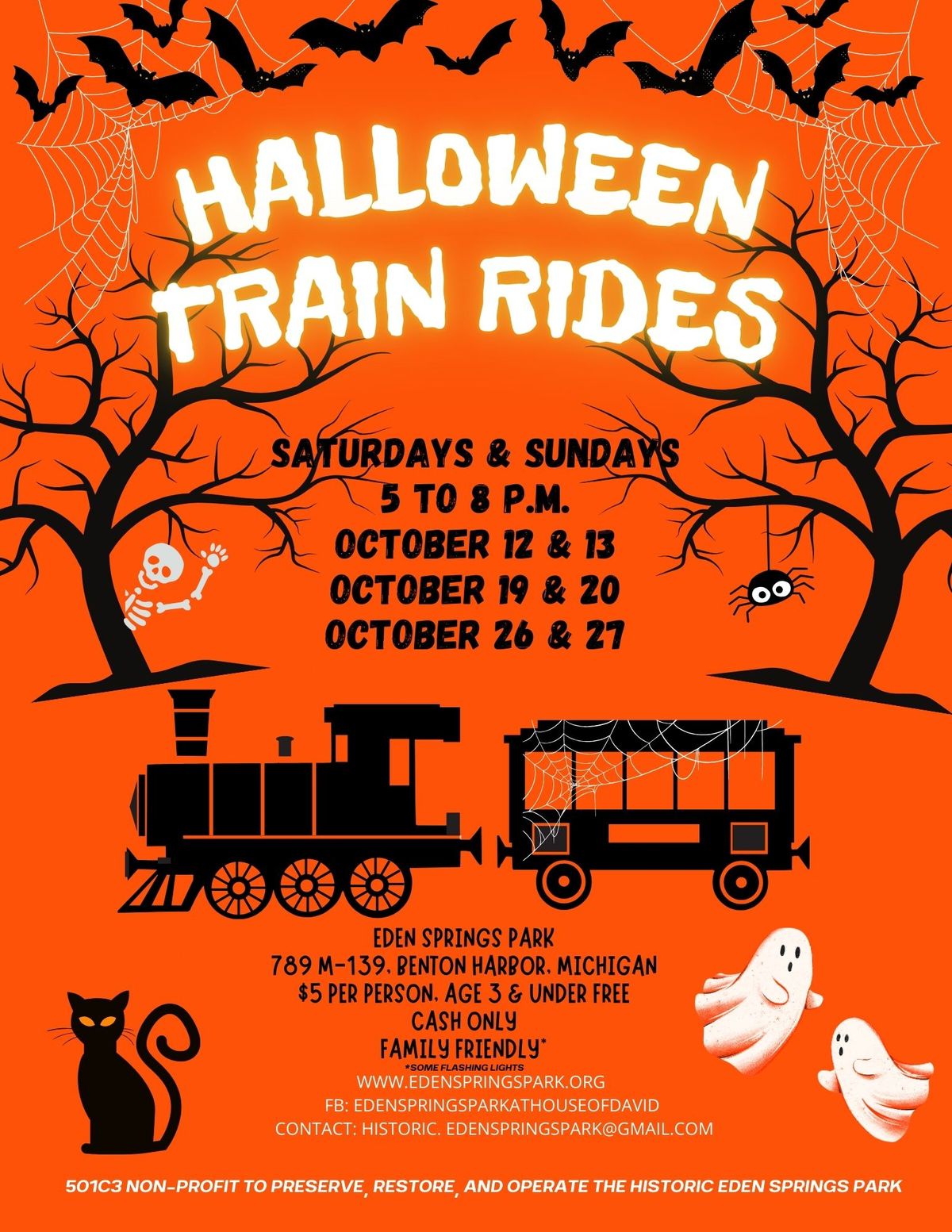 Halloween Train Rides at Eden Springs Park at House of David