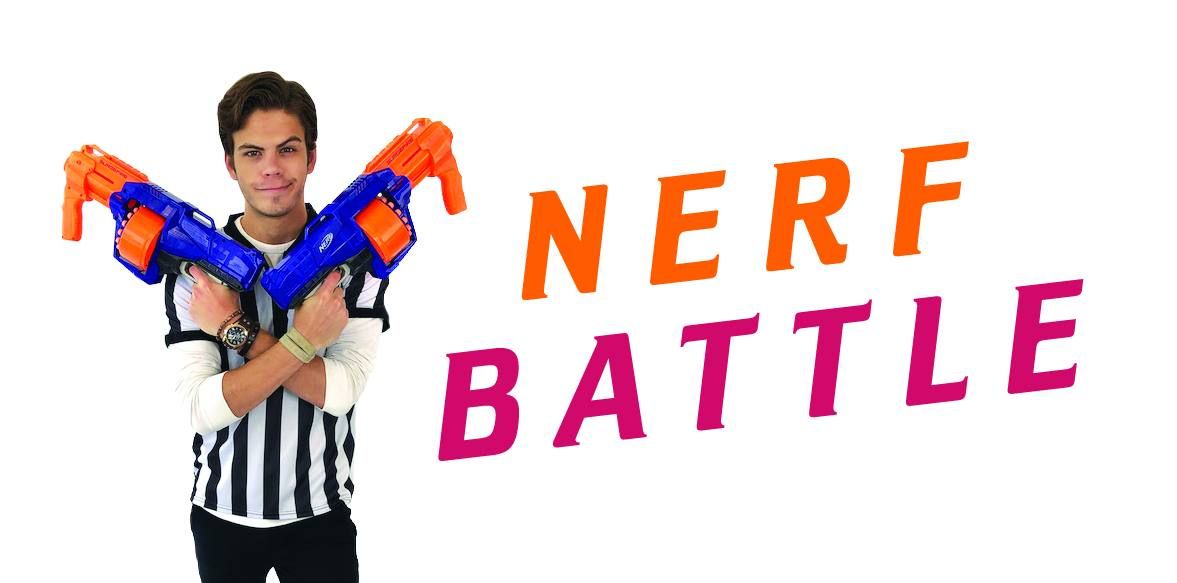Adult Nerf Battle in the Library