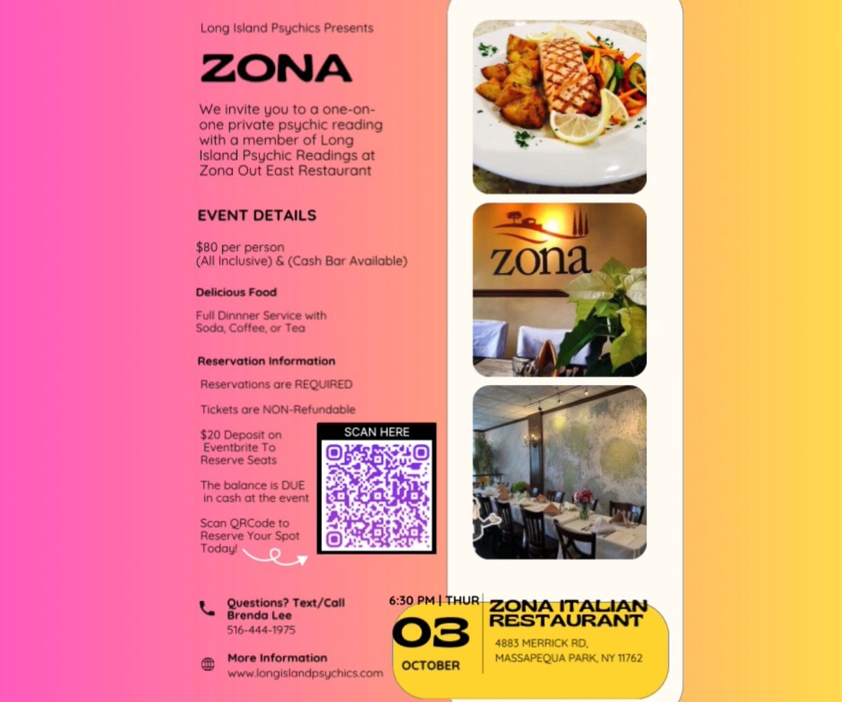 Psychic Dinner Night At Zona Italian Restaurant 